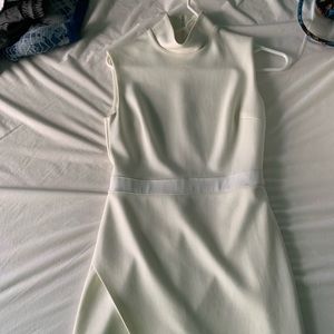 White turtle neck dress